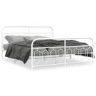 vidaXL Metal Bed Frame without Mattress with Footboard White 76"x79.9"