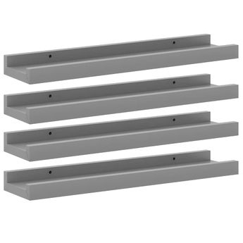 vidaXL Wall Shelves 4 pcs Grey 40x9x3 cm