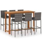 vidaXL 7 Piece Patio Bar Set with Cushions Gray