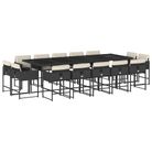 vidaXL 15 Piece Patio Dining Set with Cushions Black Poly Rattan