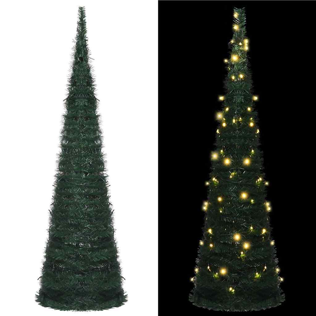 vidaXL Pop-up String Artificial Pre-lit Christmas Tree Green 7 ft