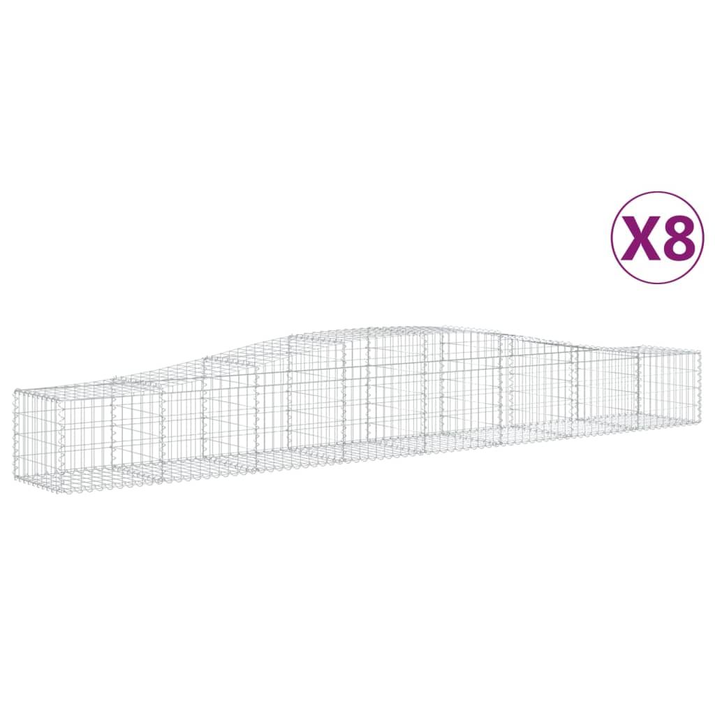 vidaXL Arched Gabion Baskets 8 pcs 400x50x40/60 cm Galvanised Iron