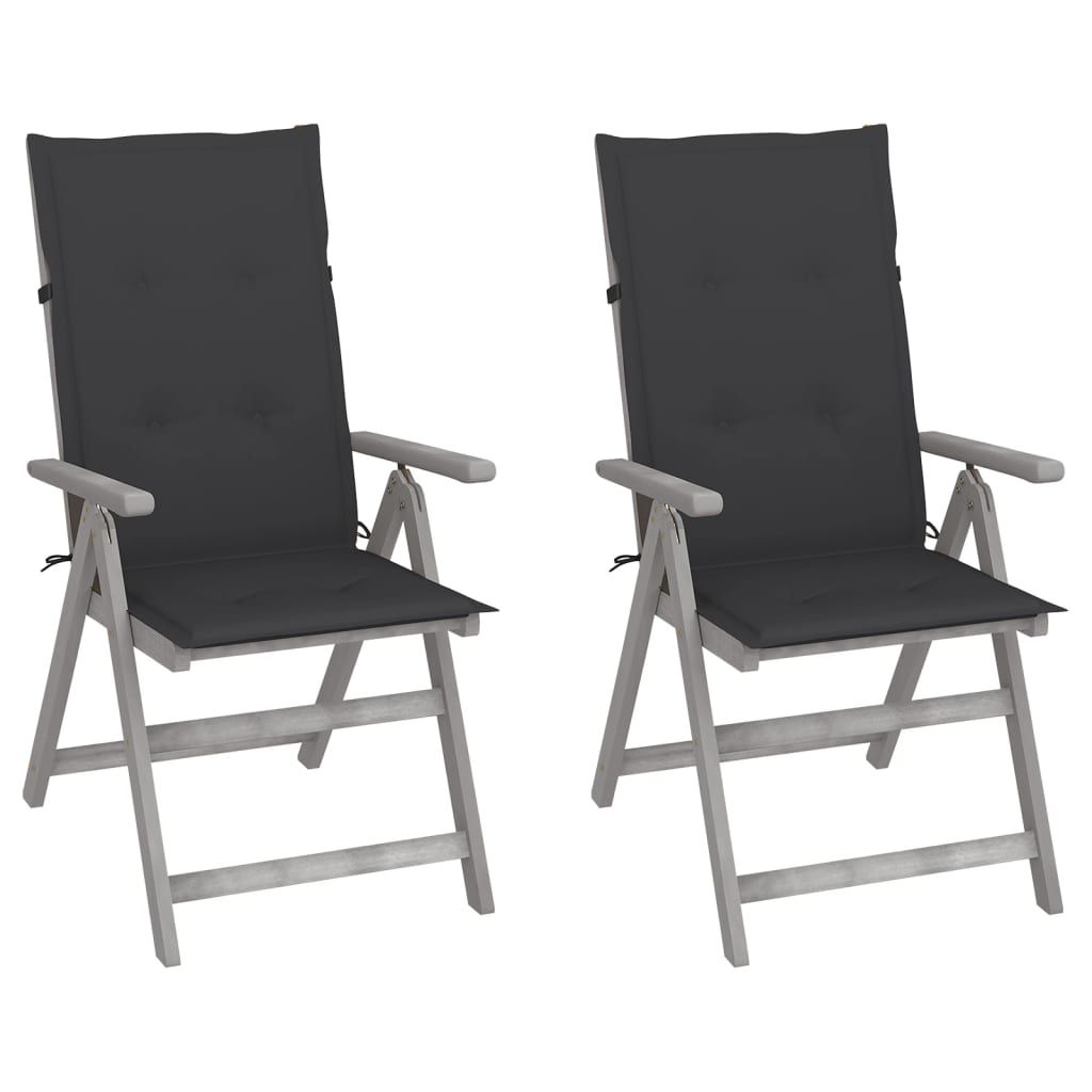 vidaXL Garden Reclining Chairs 2 pcs with Cushions Solid Acacia Wood