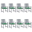 vidaXL Patio Chairs with Cushions 8 pcs Solid Acacia Wood Gray