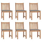 vidaXL Patio Chairs 6 pcs with Cushions Solid Teak Wood