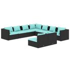 vidaXL 9 Piece Patio Lounge Set with Cushions Black Poly Rattan