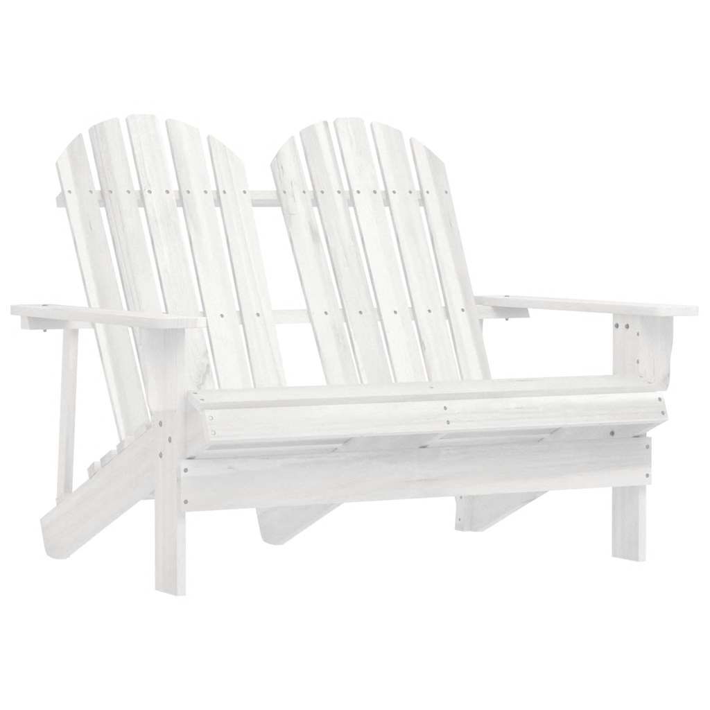 vidaXL 2-Seater Garden Adirondack Chair Solid Fir Wood White