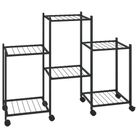 vidaXL Flower Stand with Wheels 32.7"x9.8"x25" Black Iron