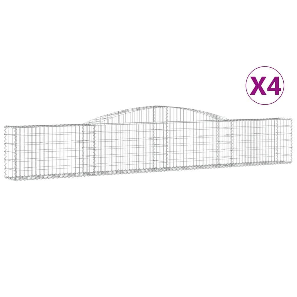 vidaXL Arched Gabion Baskets 4 pcs 400x30x60/80 cm Galvanised Iron