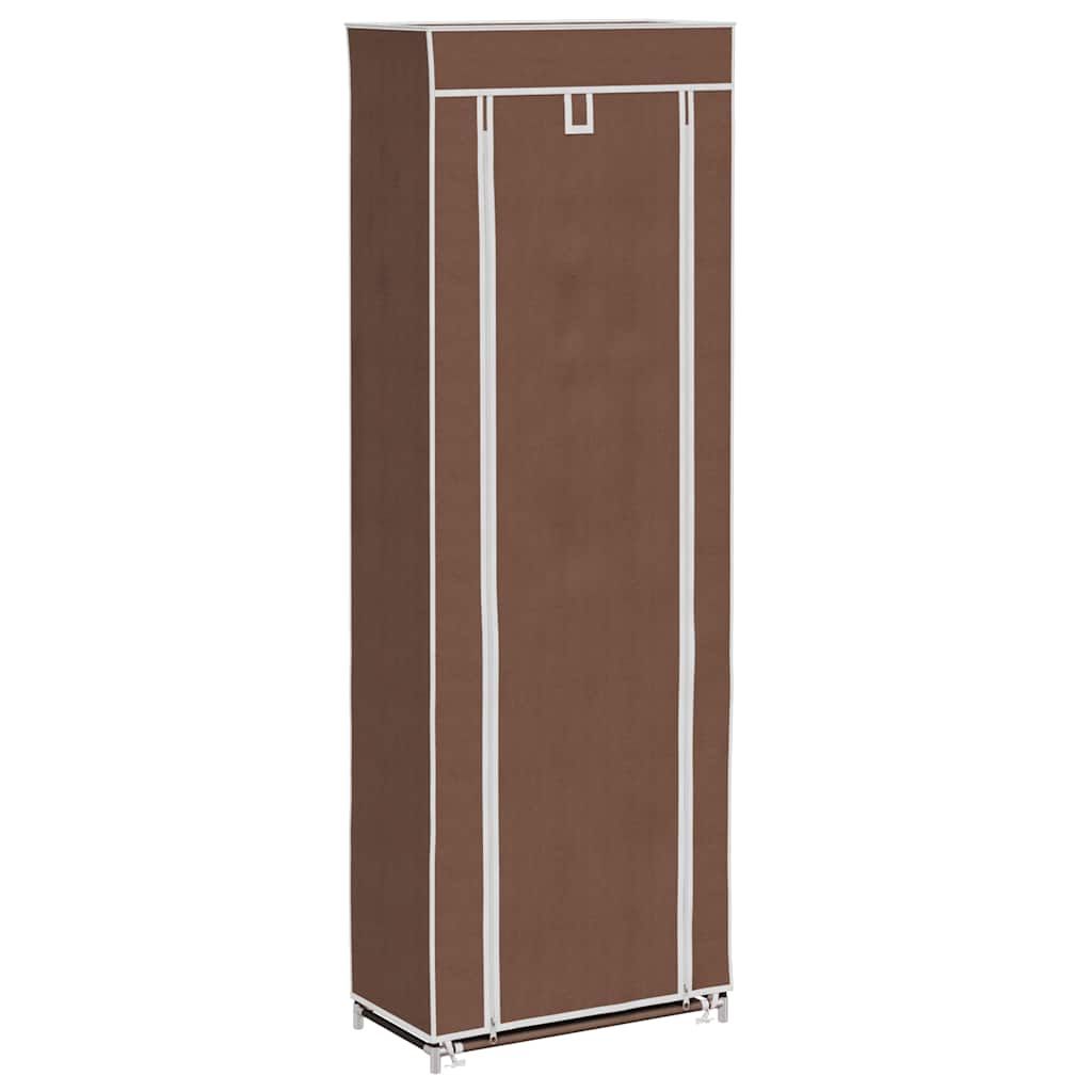 vidaXL Fabric Shoe Cabinet with Cover 22" x 11" x 64" Brown