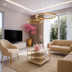Luxurious living room in design style