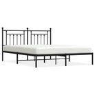 vidaXL Metal Bed Frame without Mattress with Headboard Black 183x213cm