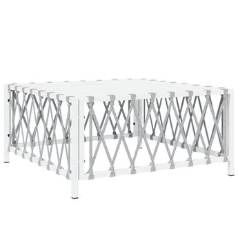 vidaXL Patio Table White 27.6"x27.6"x13.4" Woven Fabric