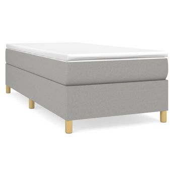 vidaXL Box Spring Bed Frame Light Grey Twin Fabric (US Only)