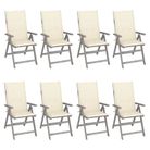 vidaXL Garden Reclining Chairs with Cushions 8 pcs Grey Acacia Wood