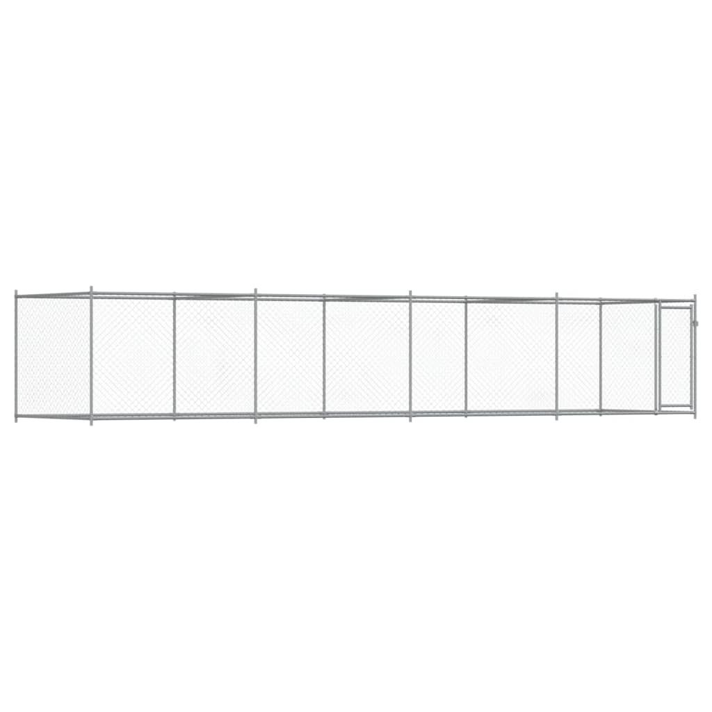 vidaXL Dog Cage with Door Gray 26.2'x6.6'x4.9' Galvanized Steel