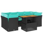 vidaXL 7 Piece Garden Sofa Set with Cushions Black Poly Rattan