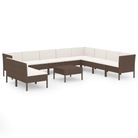 vidaXL 11 Piece Patio Lounge Set with Cushions Poly Rattan Brown