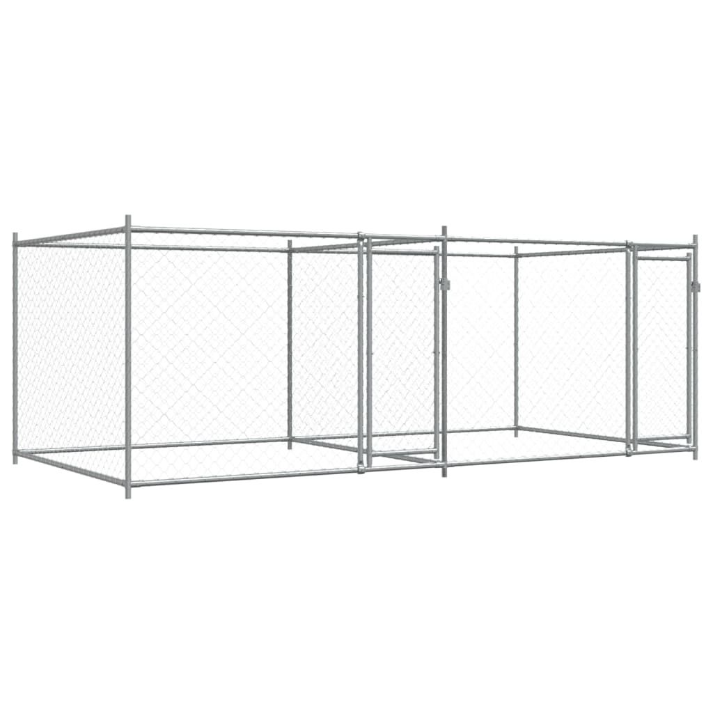 vidaXL Dog Cage with Doors Gray 13.1'x6.6'x4.9' Galvanized Steel