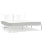 vidaXL Metal Bed Frame without Mattress with Headboard White 72"x83.9"
