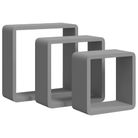 vidaXL Wall Cube Shelves 3 pcs Gray MDF