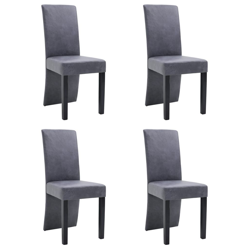 vidaXL Dining Chairs 4 pcs Gray Faux Suede Leather