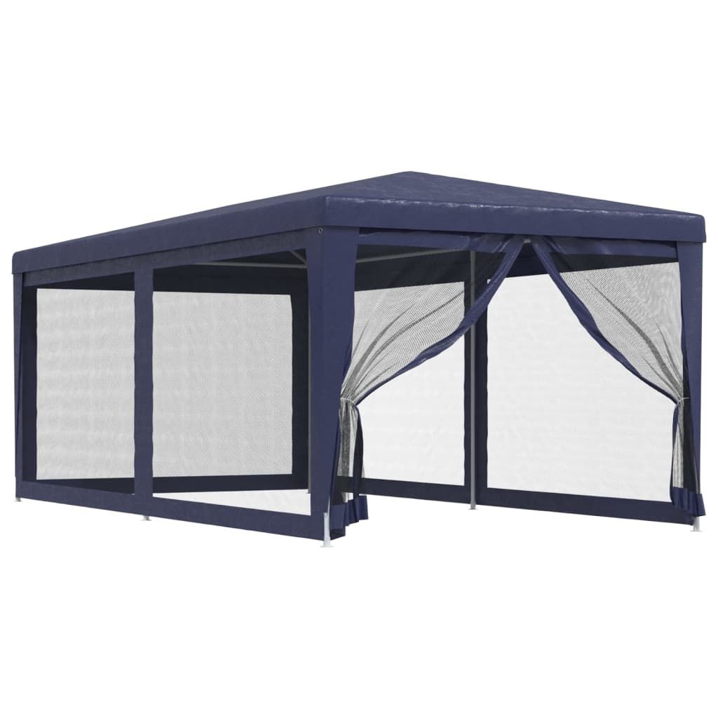 vidaXL Party Tent with 6 Mesh Sidewalls Blue 9.8'x19.7' HDPE