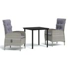 vidaXL 3 Piece Garden Dining Set with Cushions Grey and Black