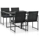 vidaXL 5 Piece Patio Dining Set with Cushions Poly Rattan Black