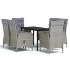 vidaXL 7 Piece Garden Dining Set with Cushions Grey and Black