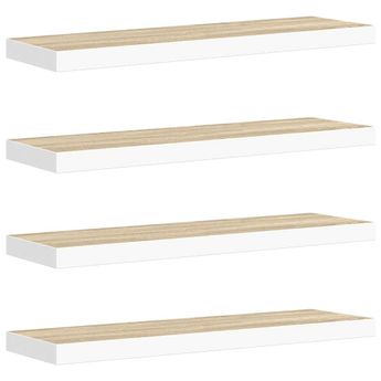 vidaXL Floating Wall Shelves 4 pcs Oak and White 80x23.5x3.8 cm MDF