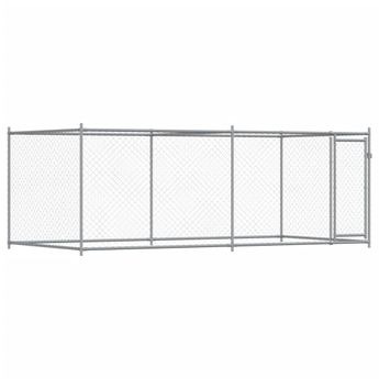 vidaXL Dog Cage with Door Gray 13.1'x6.6'x4.9' Galvanized Steel