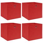 vidaXL Storage Boxes 4 pcs Red 12.6"x12.6"x12.6" Fabric