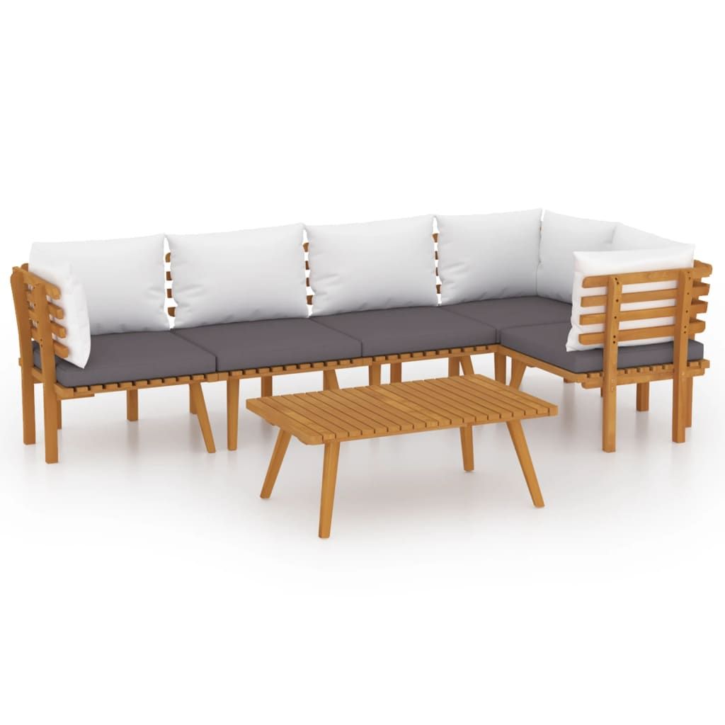 vidaXL 6 Piece Garden Lounge Set with Cushions Solid Acacia Wood