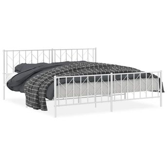 vidaXL Metal Bed Frame without Mattress with Footboard White 193x203cm