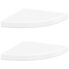 vidaXL Floating Corner Shelves 2 pcs High Gloss White 13.8"x13.8"x1.5" MDF