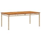 vidaXL Patio Table Beige 70.9"x35.4"x29.5" Poly Rattan Acacia Wood