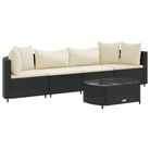 vidaXL 5 Piece Garden Sofa Set with Cushions Black Poly Rattan