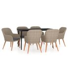 vidaXL 7 Piece Patio Dining Set with Cushions Brown