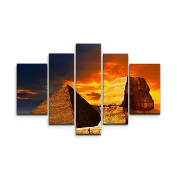 Sablio Obraz - 5-dílný Pyramidy - 125x90 cm