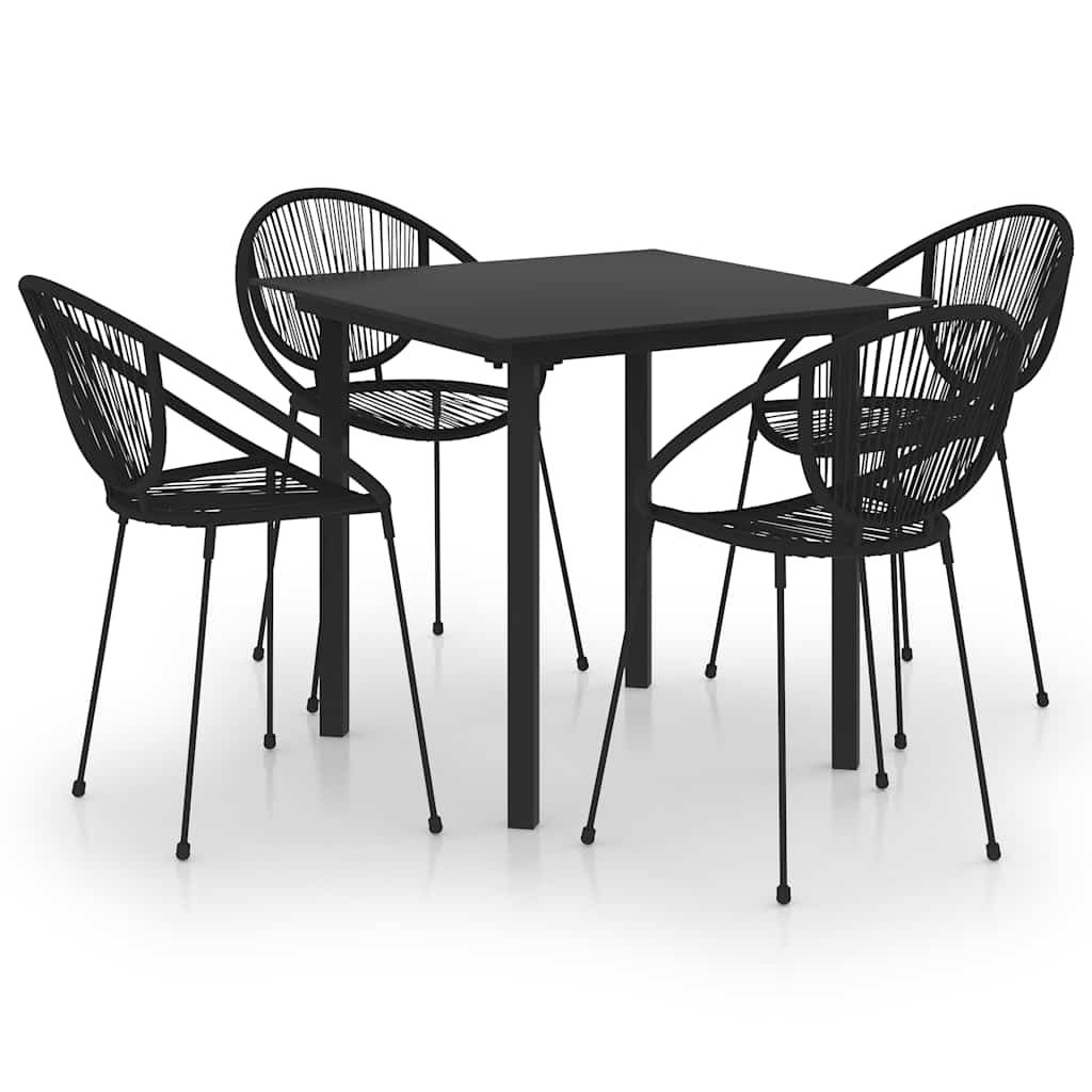 vidaXL 5 Piece Outdoor Dining Set PVC Rattan Black