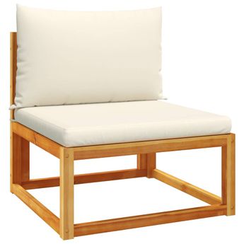 vidaXL Garden Sofa Armless with Cushions Wood Acacia&Rattan