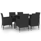 vidaXL 7 Piece Garden Dining Set with Cushions Poly Rattan and Glass