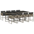 vidaXL 9 Piece Patio Dining Set with Cushions Gray Poly Rattan