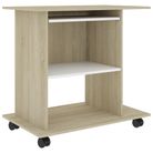 vidaXL Computer Desk White and Sonoma Oak 31.5"x19.7"x29.5" Engineered Wood