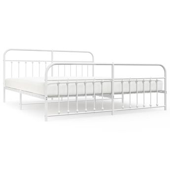 vidaXL Metal Bed Frame without Mattress with Footboard White 193x203cm