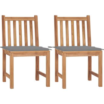 vidaXL Patio Chairs 2 pcs with Cushions Solid Teak Wood