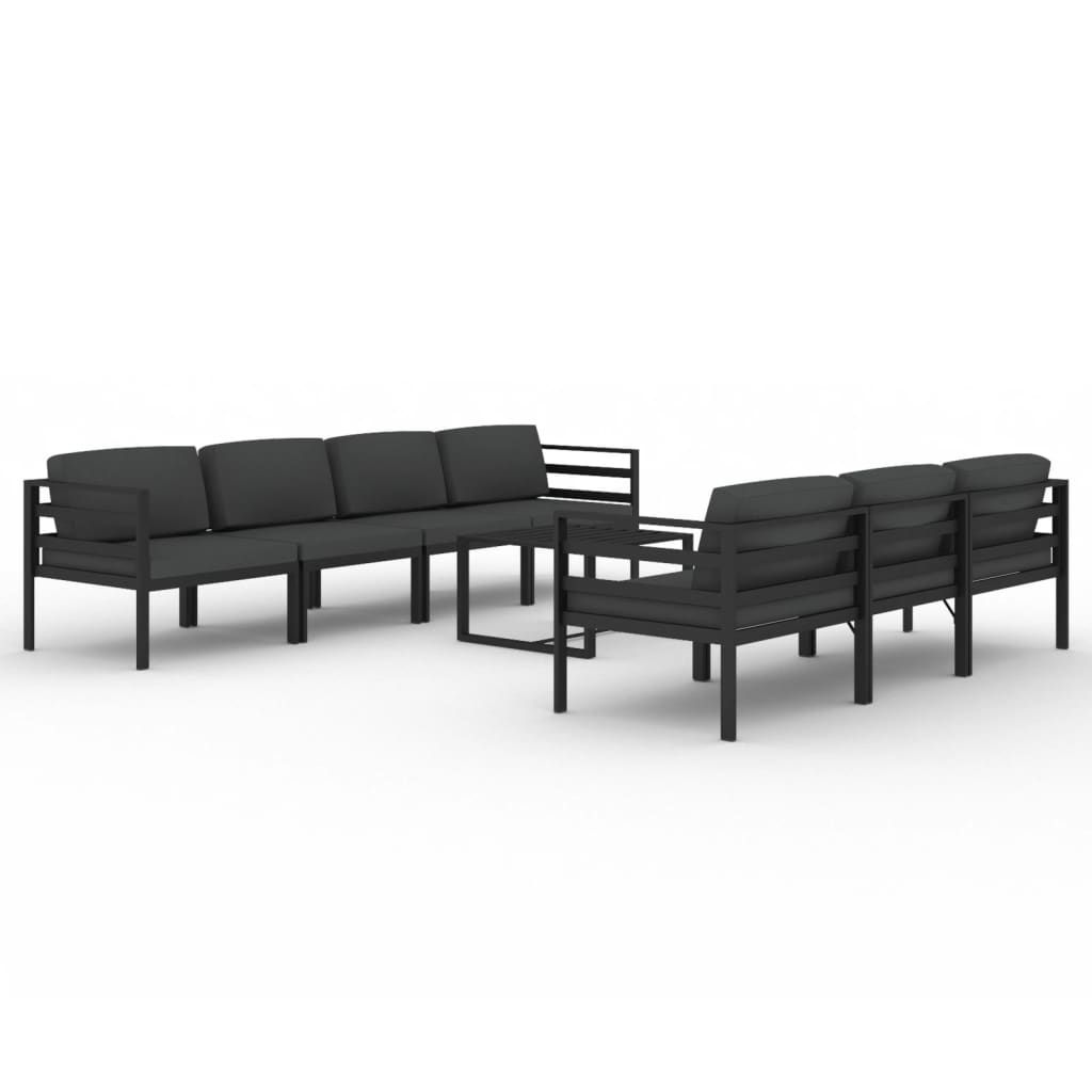 vidaXL 8 Piece Patio Lounge Set with Cushions Aluminum Anthracite