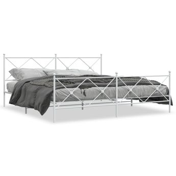 vidaXL Metal Bed Frame without Mattress with Footboard White 76"x79.9"