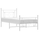vidaXL Metal Bed Frame without Mattress with Footboard White 39.4"x78.7"